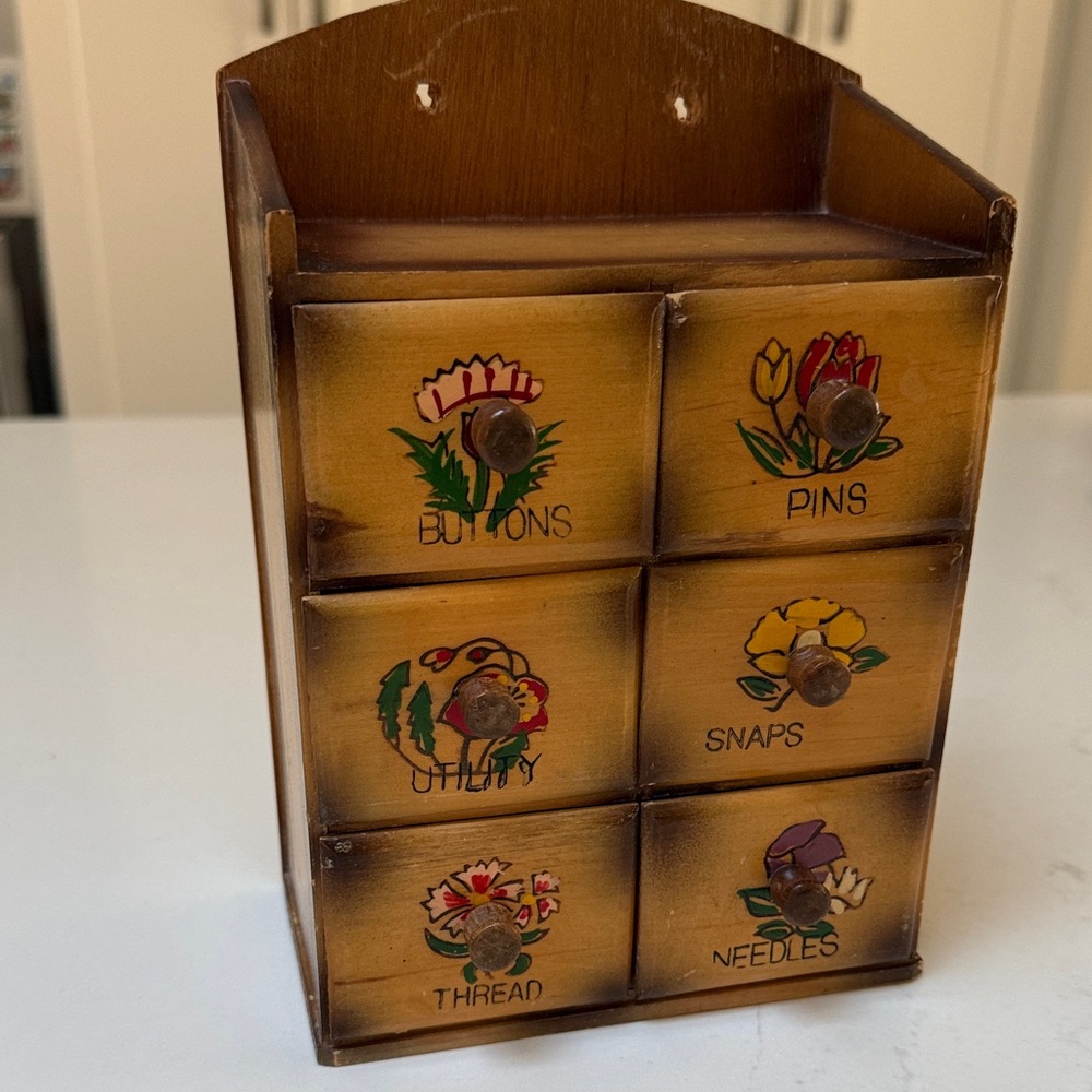 Vintage Wooden Storage Organizer with Drawers